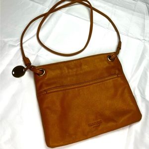 Margot New York Simple Genuine Leather Crossbody Bag | Caramel